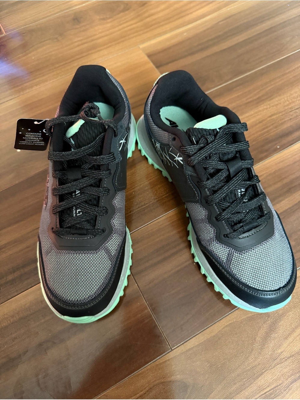 Avia Women's Black and Mint Green Athletic Sneakers